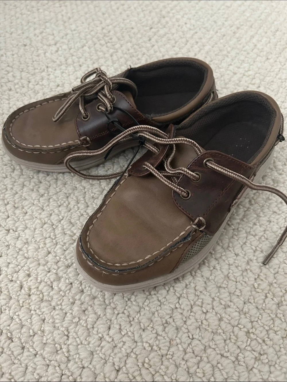 American Eagle Brown and Tan Kids Boat Shoes
